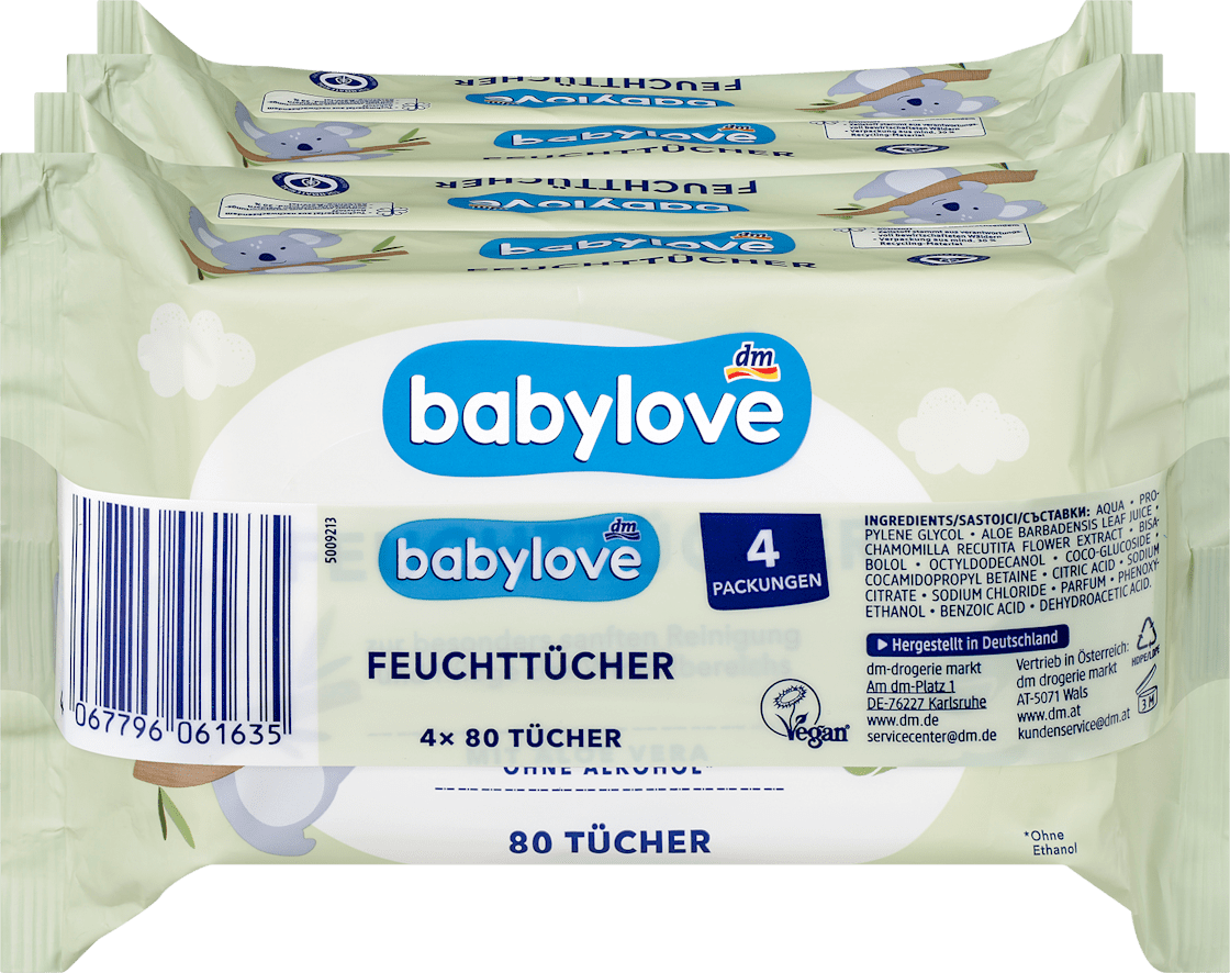 Vlažne maramice BABYLOVE aloe vera i kamilica 4x80kom-slika