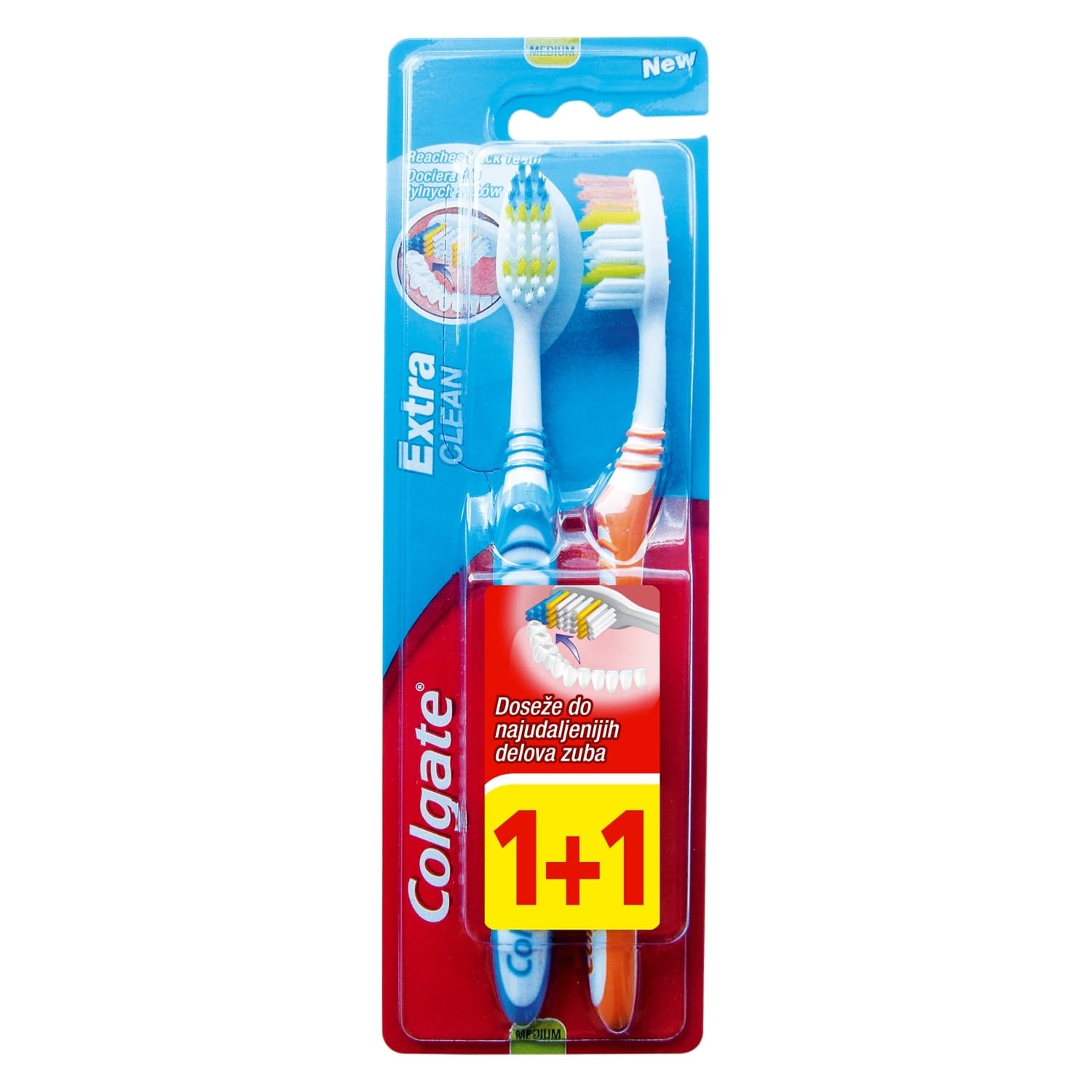 COLGATE Extra clean četkica za zube 1+1 gratis-slika