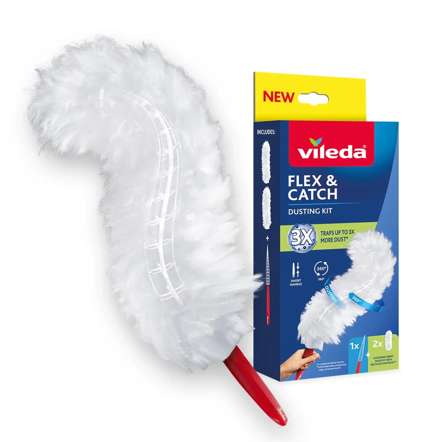 VILEDA set praško 1kom + zamenska glava Flex and catch 2kom-slika