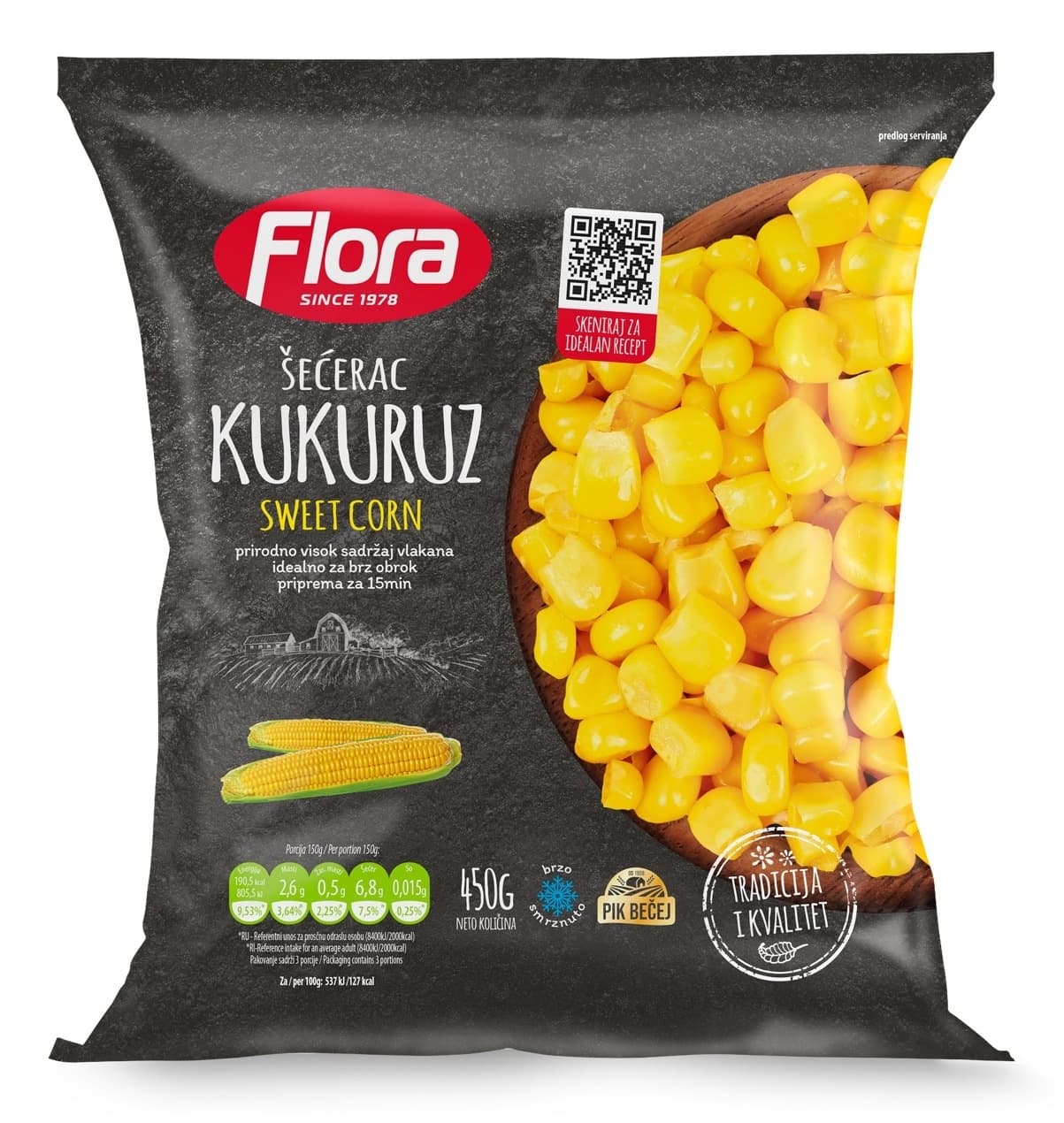 KUKURUZ ŠEĆERAC SMRZ 400G FLORA-slika