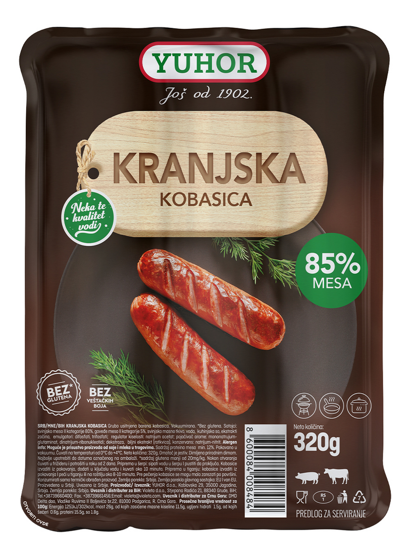 KOBASICA KRANJSKA 320G YUHOR-slika