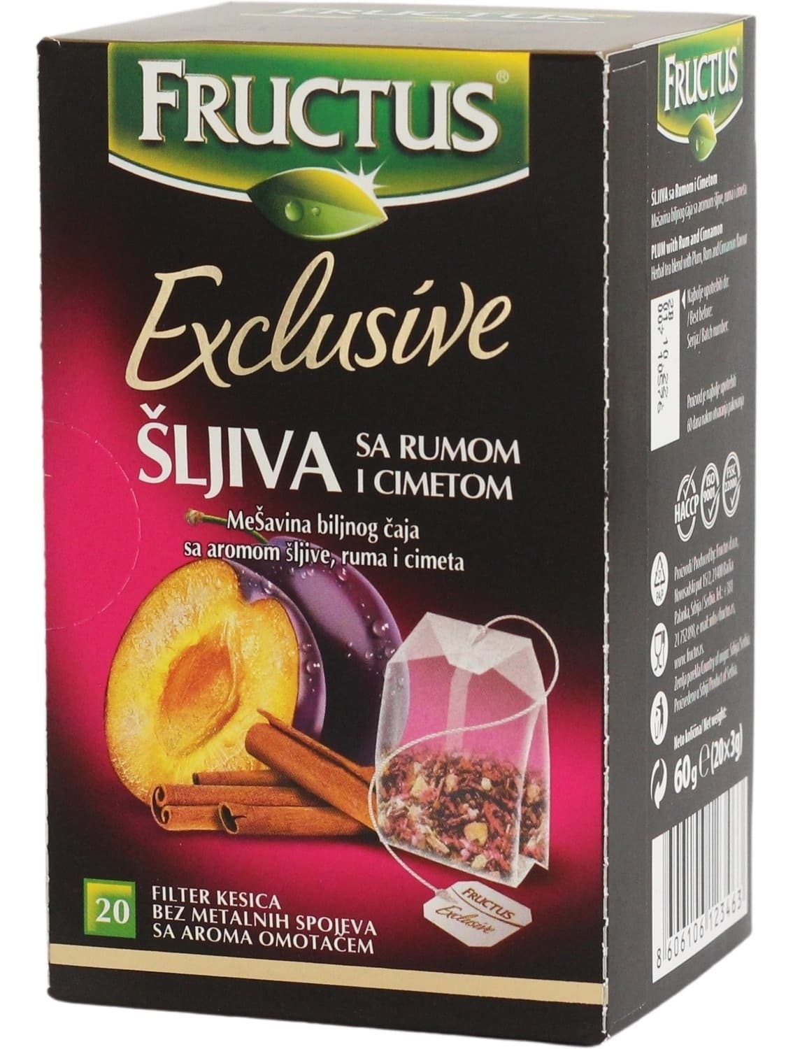 Caj sljiva/rum&cimet Fructus 60g-excl.-slika
