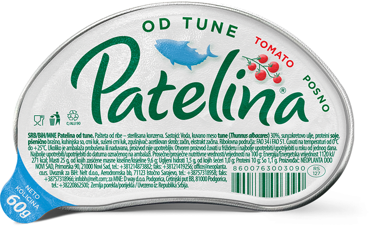 Pasteta Patelina tuna tomato 60g-slika