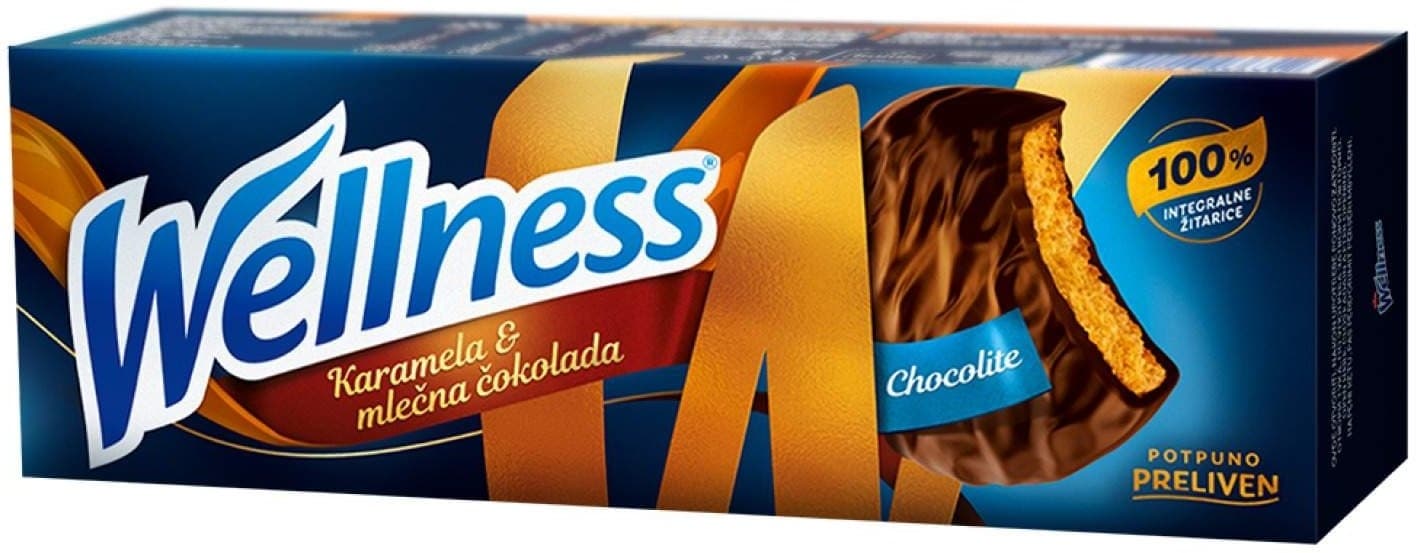 Keks karamela&mlecna coko.Wellness 185g-slika
