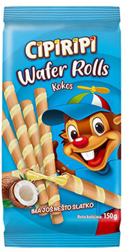 VAFL WAFER ROLLS KOKOS 150G CIPIRIP-slika