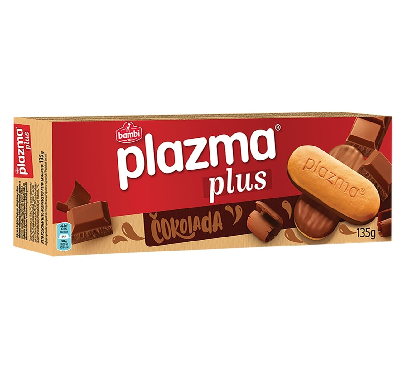 Keks Plazma Plus preliven cokoladom 135g-slika