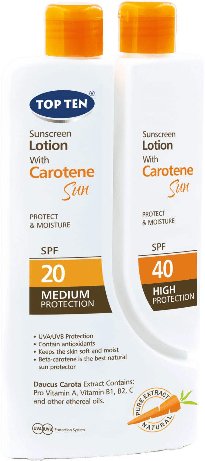 Losion za sunčanje TOP TEN Caroten (SPF20 100ml +SPF40 200ml)-slika