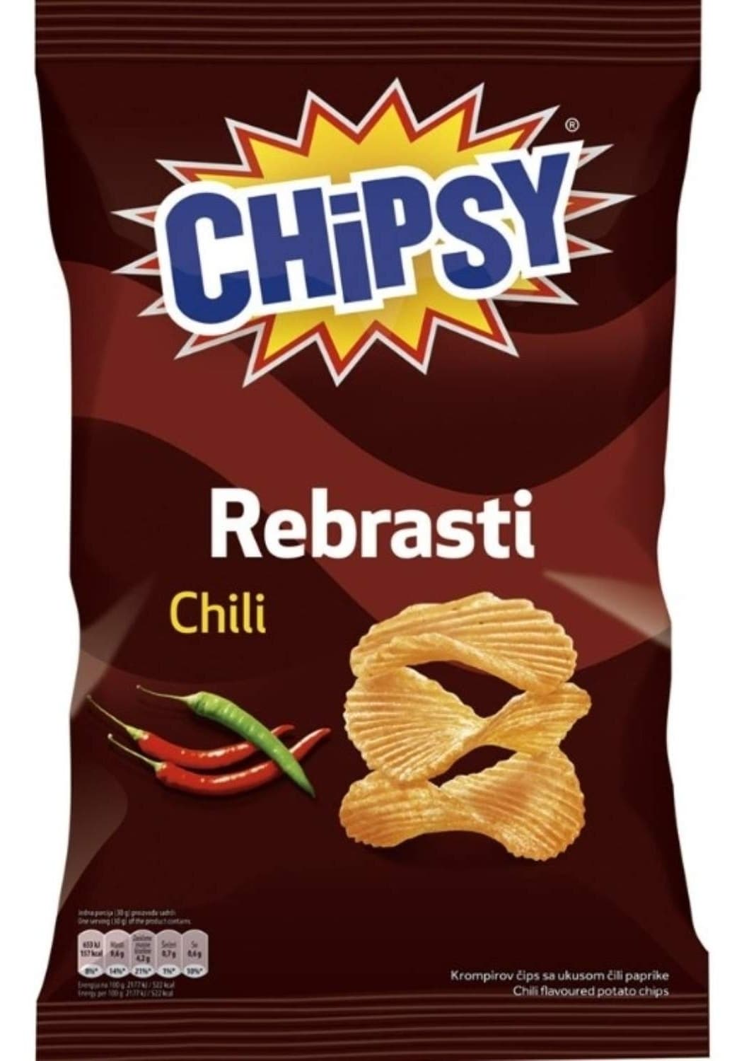 Cips rebrasti chili Chipsy 210g-slika
