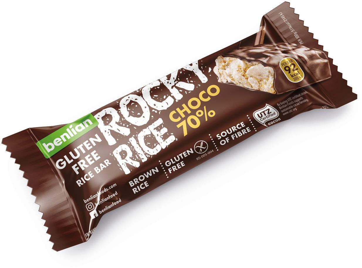 BAR CHO ROCKY RICE 70% KAKAO BF 18G-slika