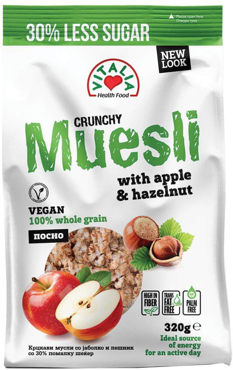 MUSLI KRANČ LEŠNIK I JABUKA 320 GR VITALIA-slika