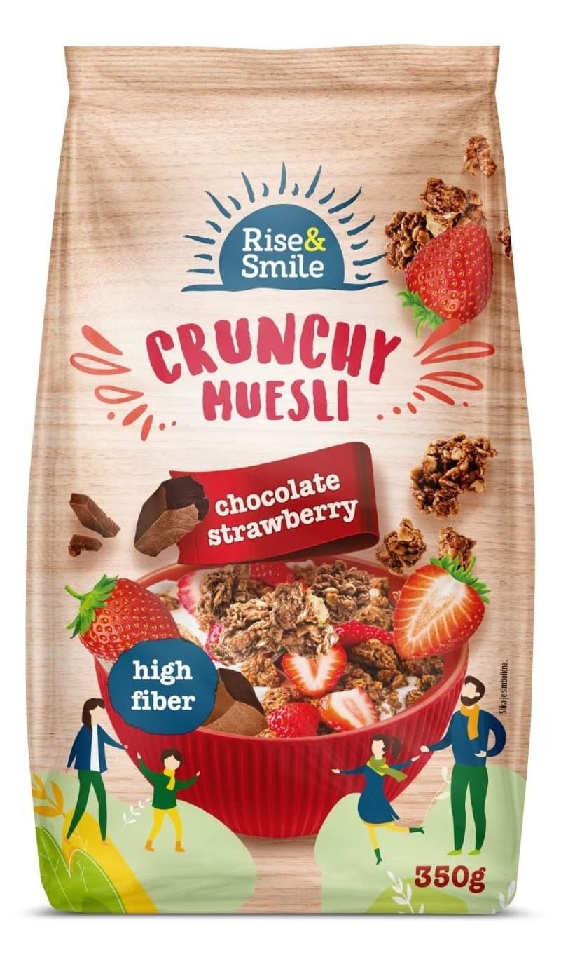 Musli RISE&SMILE Crunchy jagoda i čokolada 350g-slika