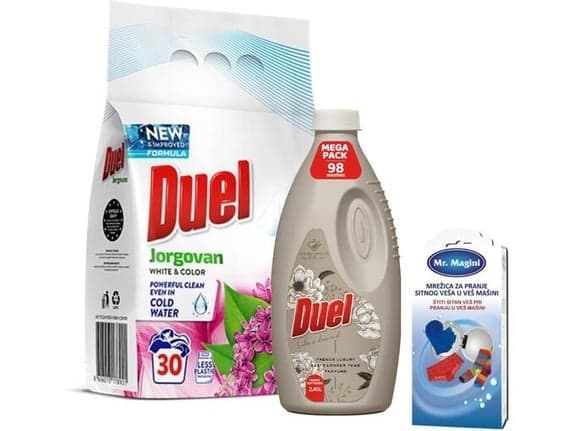 DUEL Jorgovan deterdžent + Like a diamond omekšivač + mrežica-slika