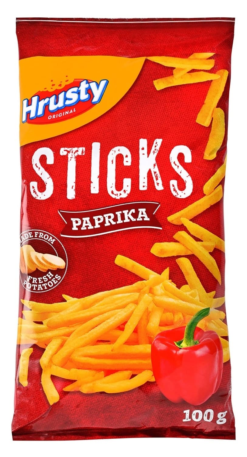 ČIPS ŠTAPIĆI PAPRIKA 100G HRUSTY-slika