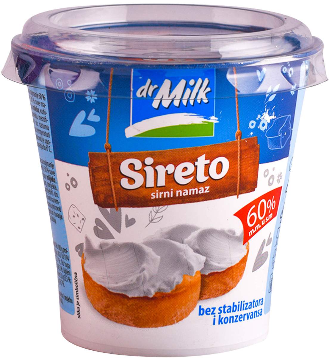 DR.MILK sirni namaz Sireto natur 60%mm 150g-slika