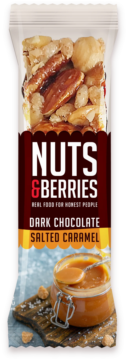 NUTS & BERRIES Dark chocolate sour salted caramel 40g-slika