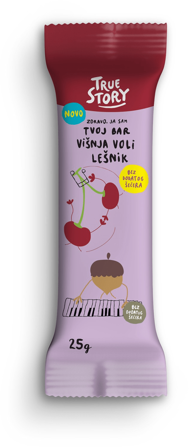 Štanglica TRUE STORY višnja lešnik 25g-slika