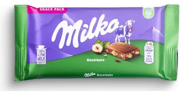 ČOKOLADA MILKA HAZELNUTS 45G MONDEL-slika