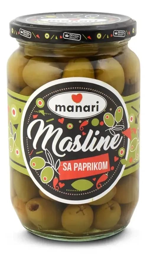 Masline zelene sa paprikom Manari 680g-slika