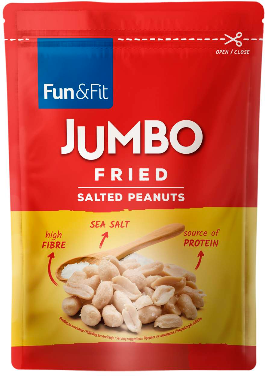 Kikiriki FUN&FIT Jumbo oljušteni prženi slani 180g-slika