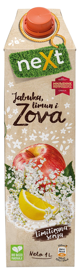 Voćni sok NEXT jabuka limun zova 1l-slika