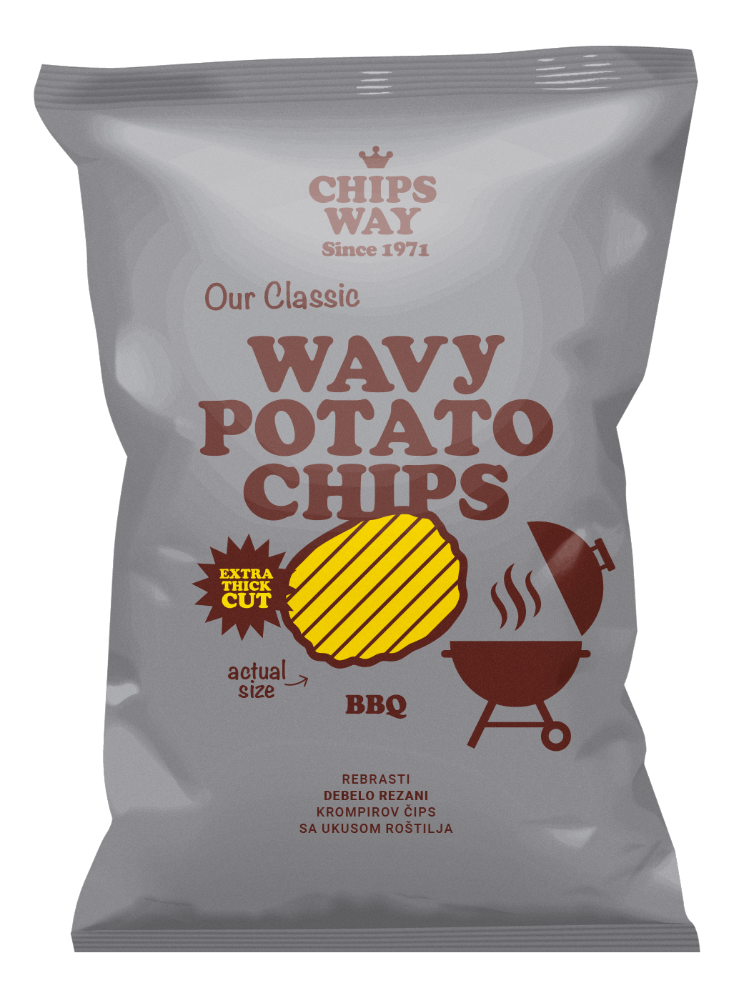 CHIPS WAY čips pekarski debelo rezani BBQ 150g-slika