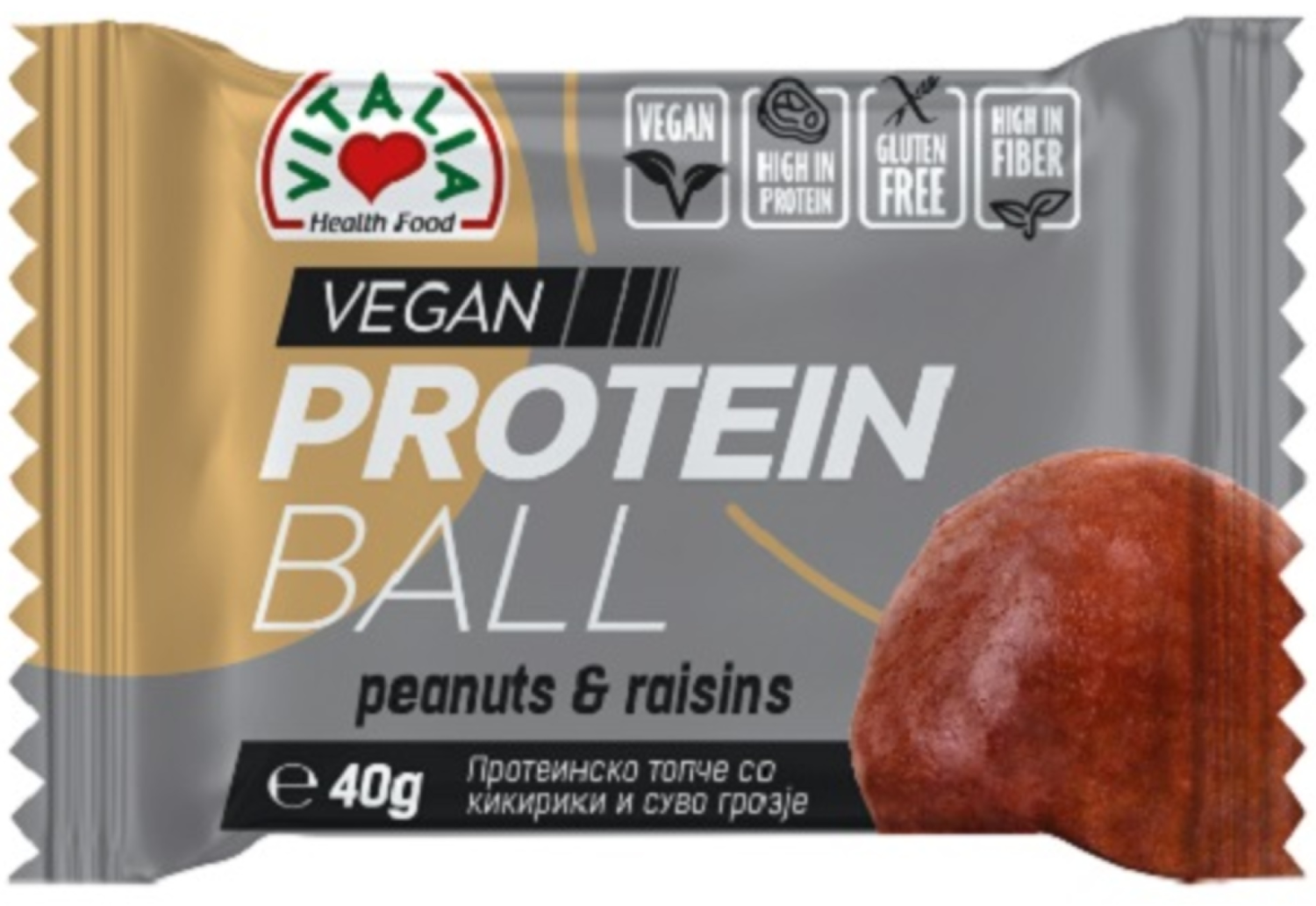 VITALIA proteinska loptica kikiriki grožđe 40g-slika
