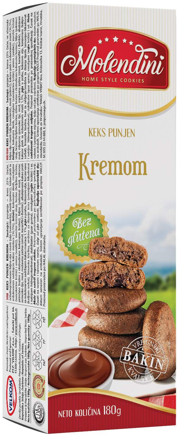 KEKS PUNJEN KREMOM 180G MOLENDINI-slika