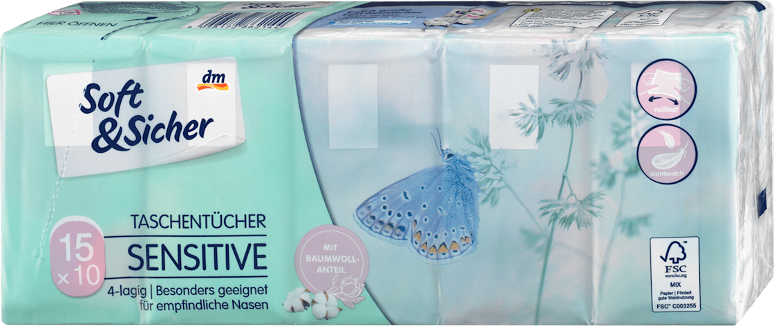 Papirne maramice SOFT&SICHER sensitive 4sloja 15kom-slika