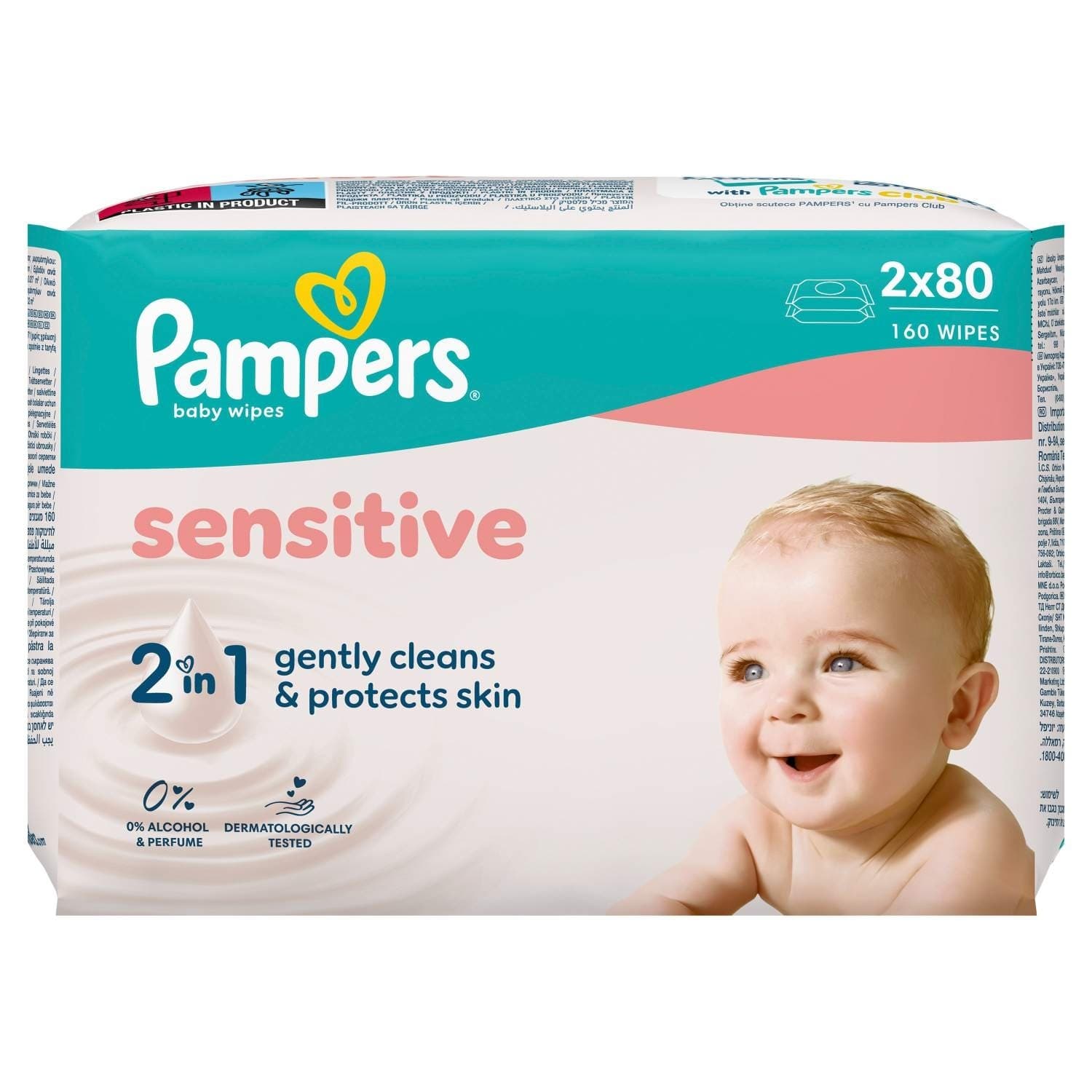 Vlažne maramice PAMPERS sensitive 2x80kom-slika
