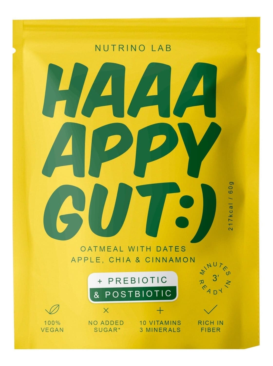 NUTRINO Lab ovsena kaša Happy gut jabuka i cimet 60g-slika