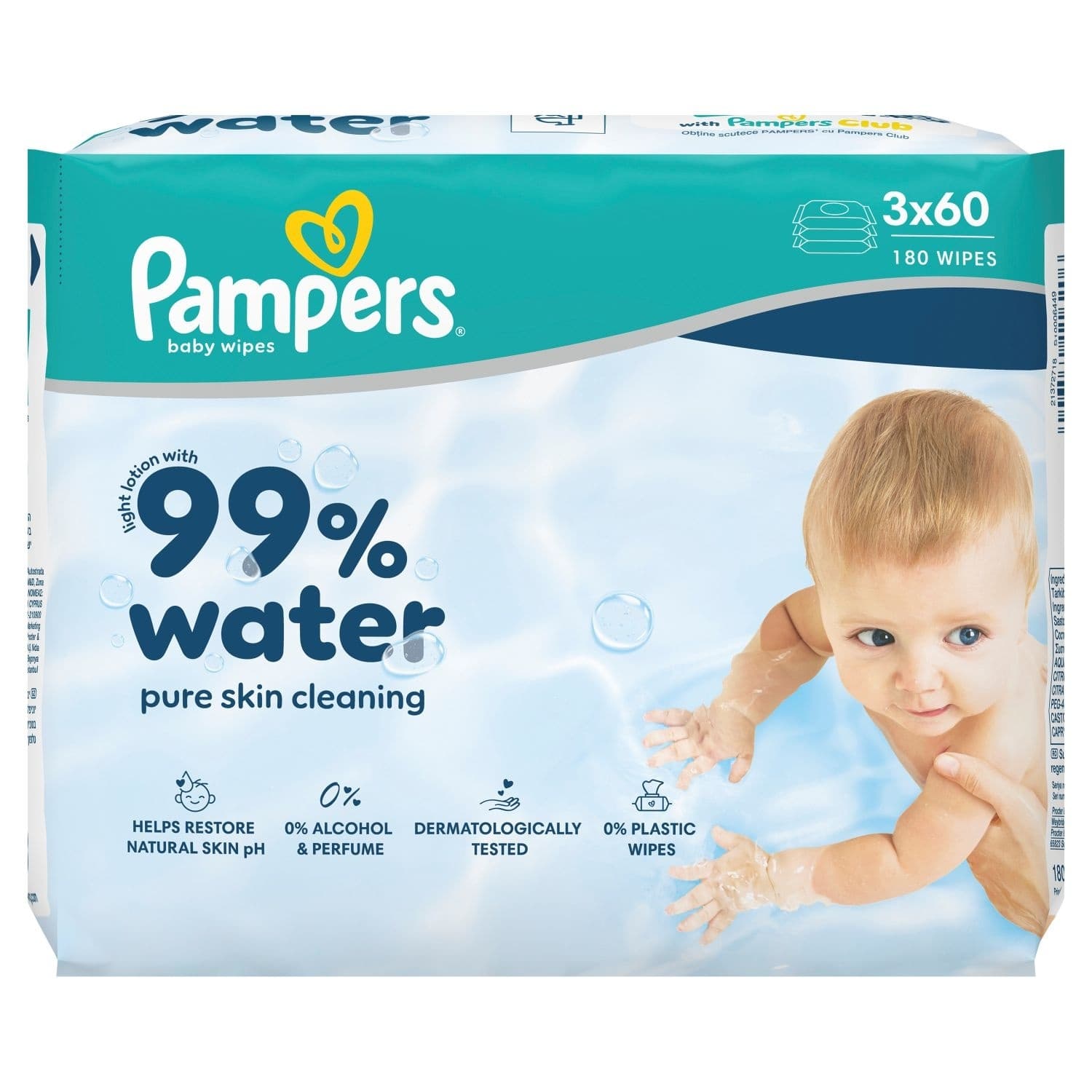 Vlažne maramice PAMPERS Aqua water 3x60kom-slika