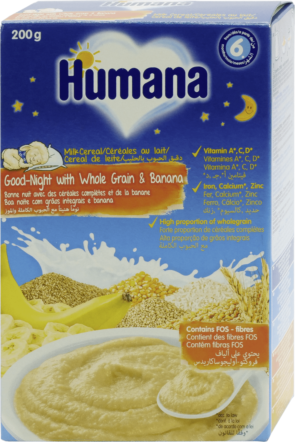 HUMANA Mlečna kašica za laku noć žitarice i banana 200g-slika
