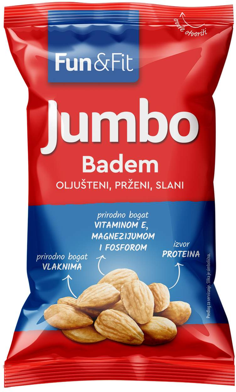 Badem FUN&FIT Jumbo prženi slani oljušteni 75g-slika