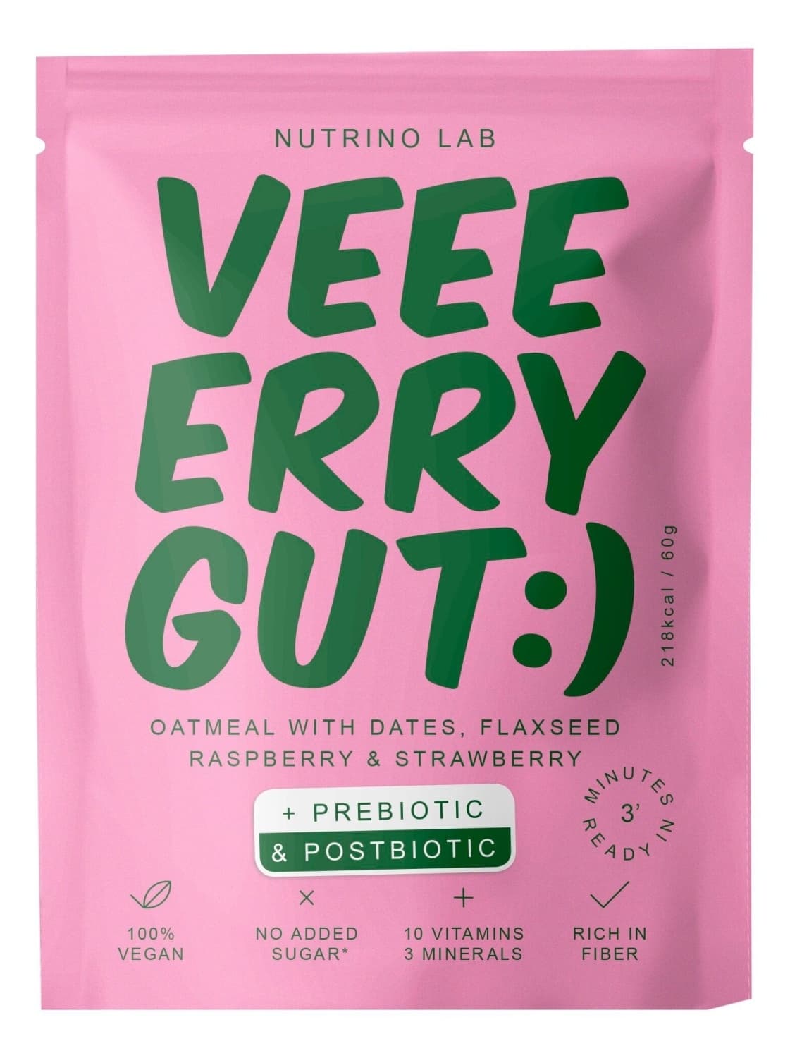 NUTRINO Lab ovsena kaša Verry gut malina jagoda 60g-slika