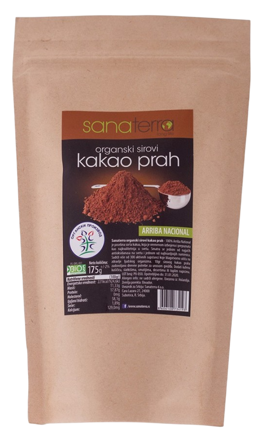 KAKAO ORGANSKI SIROVI PRAH 175G SANATERRA-slika