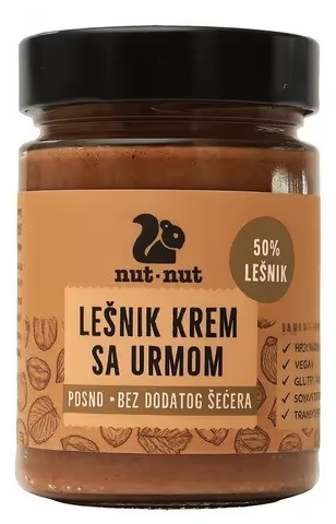 KREM NAMAZ LEŠNIK SA URMOM BEZ DODATOG ŠEĆERA VEGAN 300GR-slika