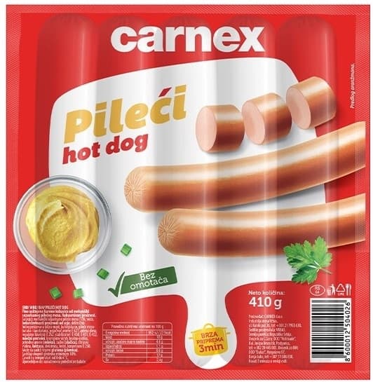 PILEĆI HOT DOG 410G CARNEX-slika