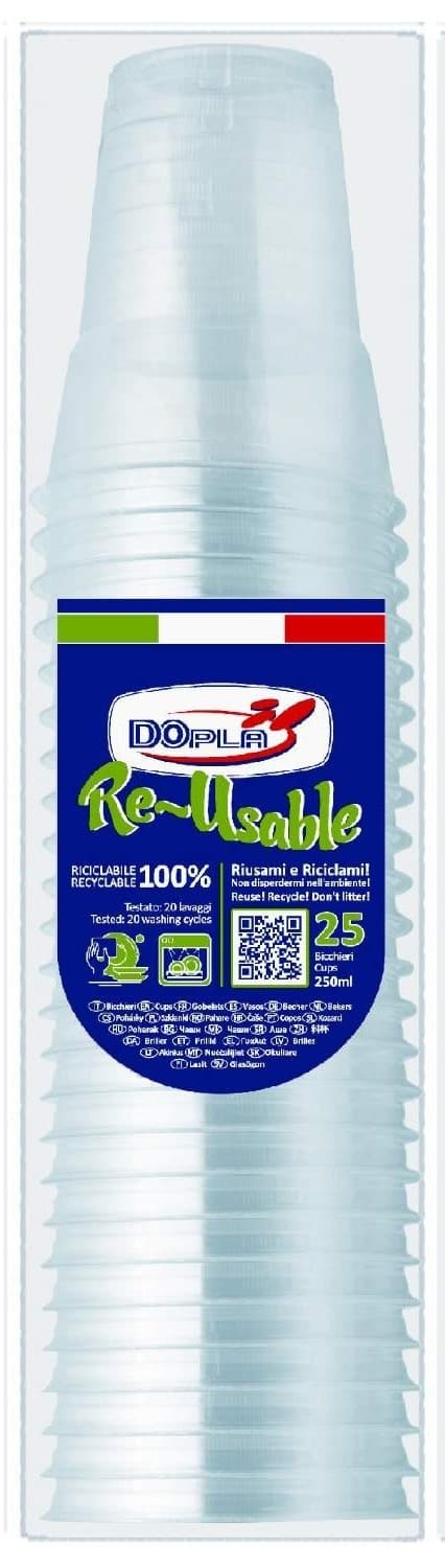 Plastične čaše DOPLA 250ml 25kom providne-slika