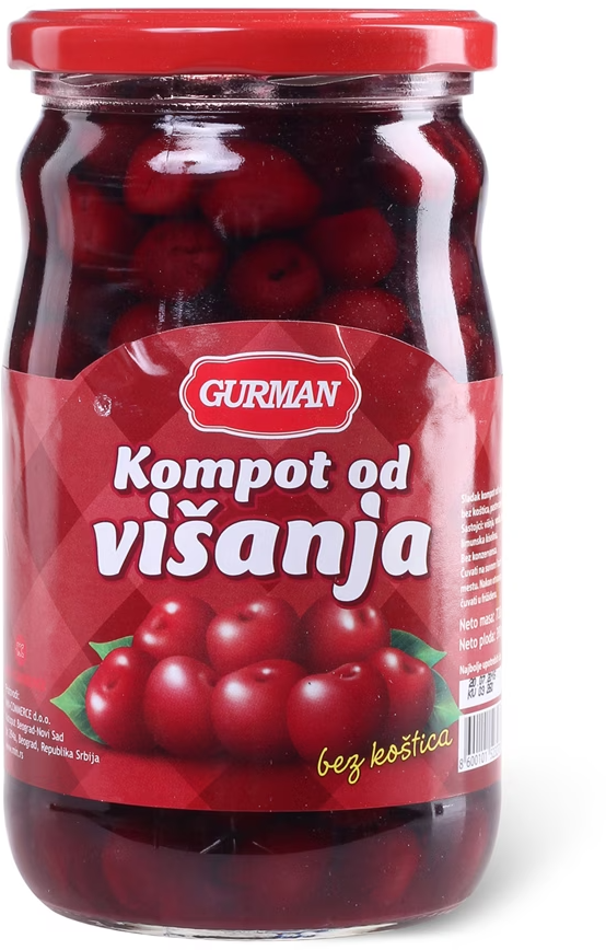 Kompot visnja bez kost.Gurman 720g-slika
