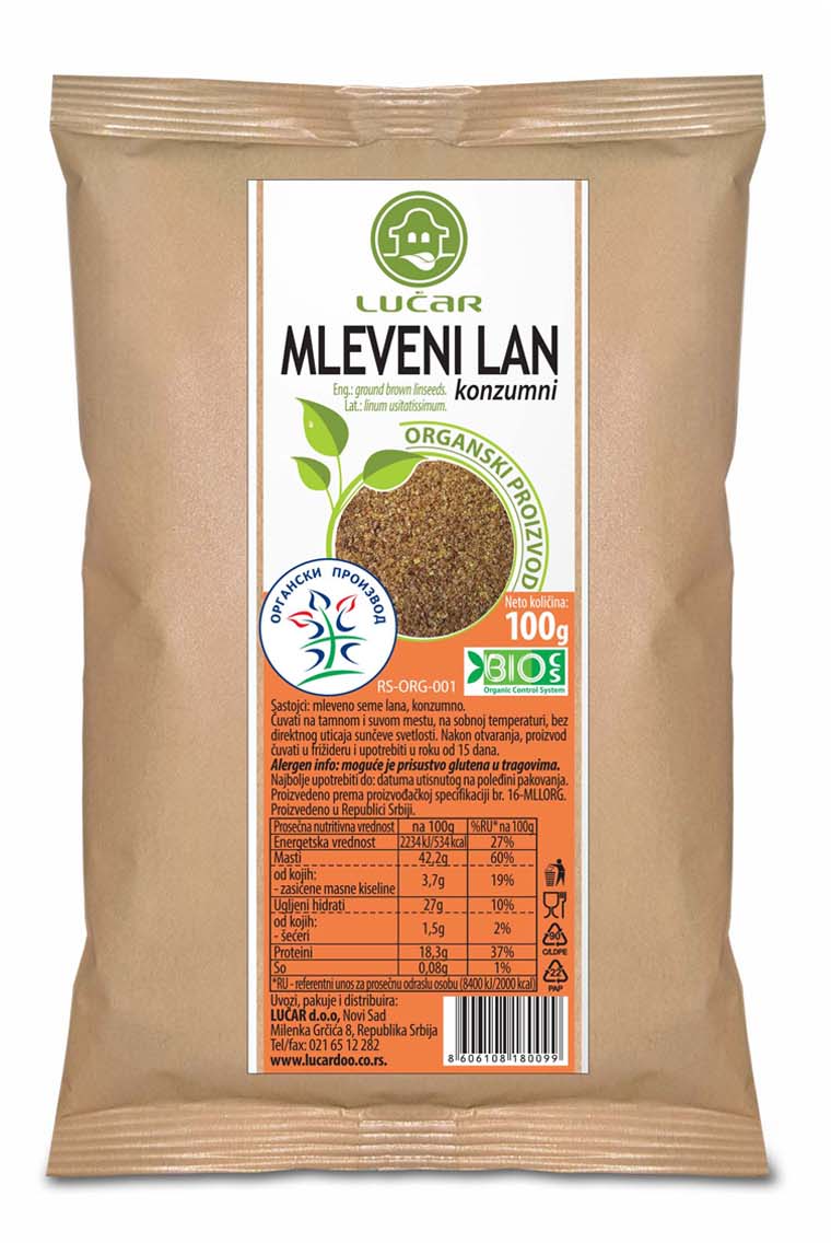 Mleveni lan organik 100g lucar-slika