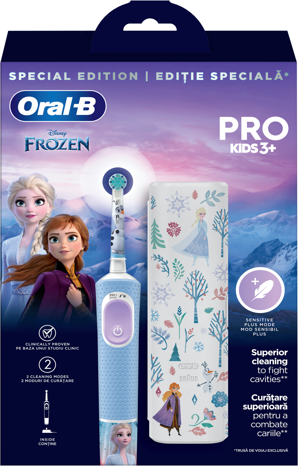 ORAL B Pro kids 3+ Frozen električna četkica za zube + travel case 1kom-slika