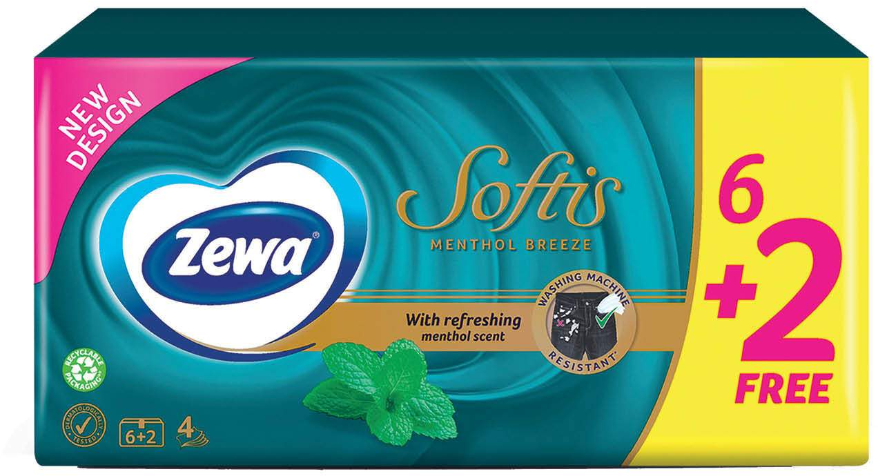 Papirne maramice ZEWA softis sa mentolom 4sloja 6+2 gratis-slika