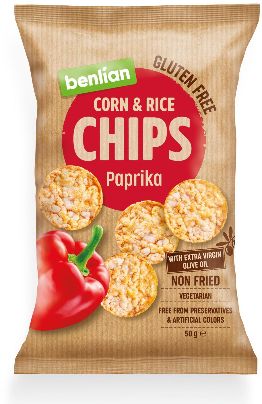 BENLIAN čips corn & rice paprika 50g-slika