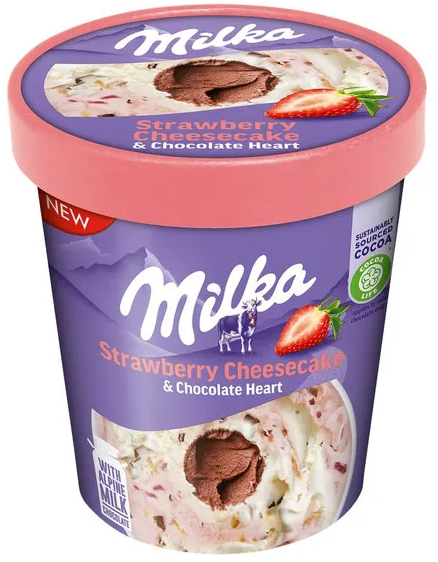 Sladoled Milka jagoda cizkejk 338g-slika