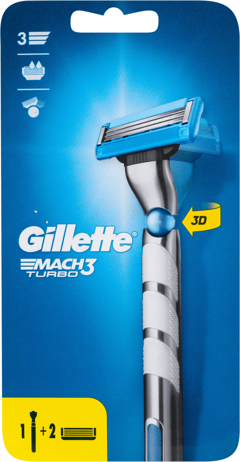 Brijač GILLETTE Mach 3 turbo 3D 1kom + 2 patrone-slika