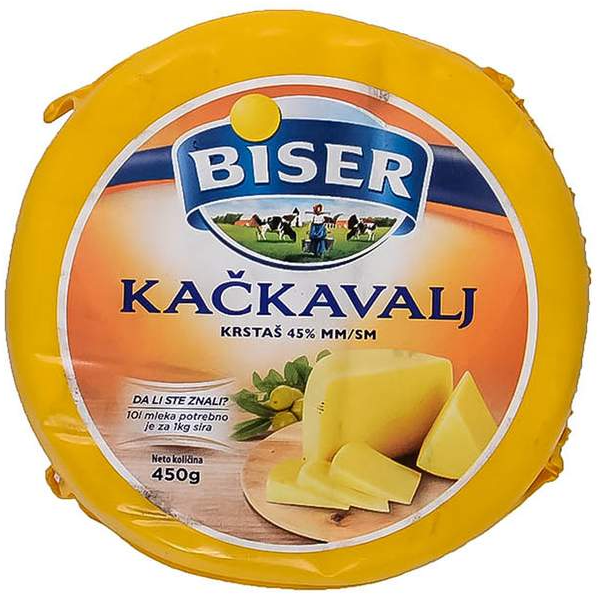 Sir BISER kačkavalj krstaš 45%mm 450g-slika