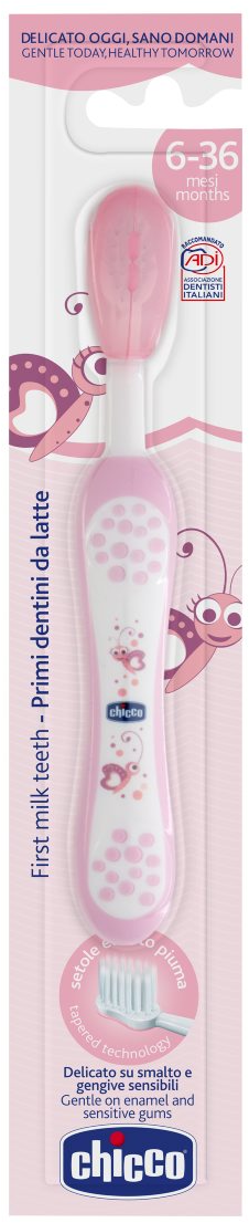 CHICCO dečija četkica za zube od 6 meseci roze 1kom-slika
