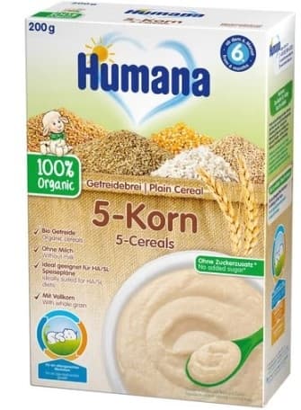 HUMANA organska bezmlečna kaša 5 žitarica 200g-slika