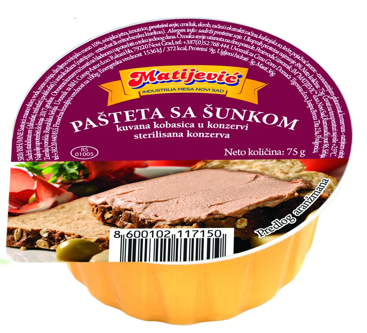 MATIJEVIĆ pašteta sa šunkom 75g-slika