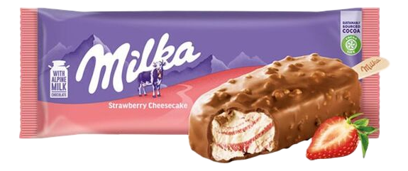SLADOLED MILKA STRAWBERRY CHEESECAKE STICK 90 ML NESTLE-slika